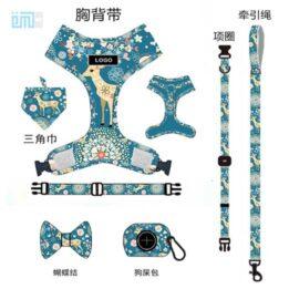 Pet harness factory new dog leash vest-style printed dog harness set small and medium-sized dog leash 109-0003 cattoyfactory.com