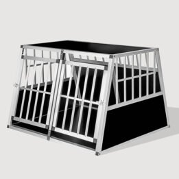 Aluminum Large Double Door Dog cage With Separate board 65a 104 06-0776 cattoyfactory.com