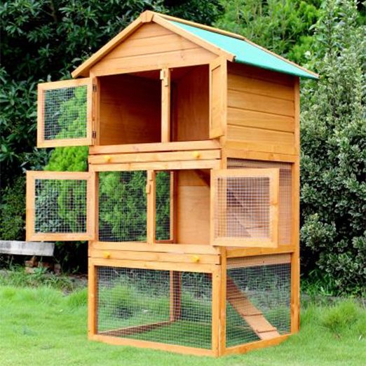 Two Layers Wooden Rabbit Cage Outdoor Pet House Large House for Rabbits 06-0006 cattoyfactory.com