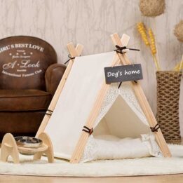 Pet Tent: White Front Lace Dog House Lace Teepee 06-0950 cattoyfactory.com