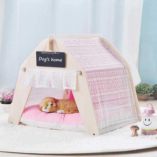 Indoor Portable Lace Tent: Pink Lace Teepee Small Animal Dog House Tent 06-0959 Pet Tents: Pet Teepee Bed House Folding Dog Cat Tents Dog Tent outdoor pet tent