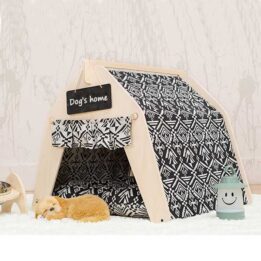 Waterproof Dog Tent: OEM 100% Cotton Canvas Pet Teepee Tent Colorful Wave Collapsible 06-0963 cattoyfactory.com