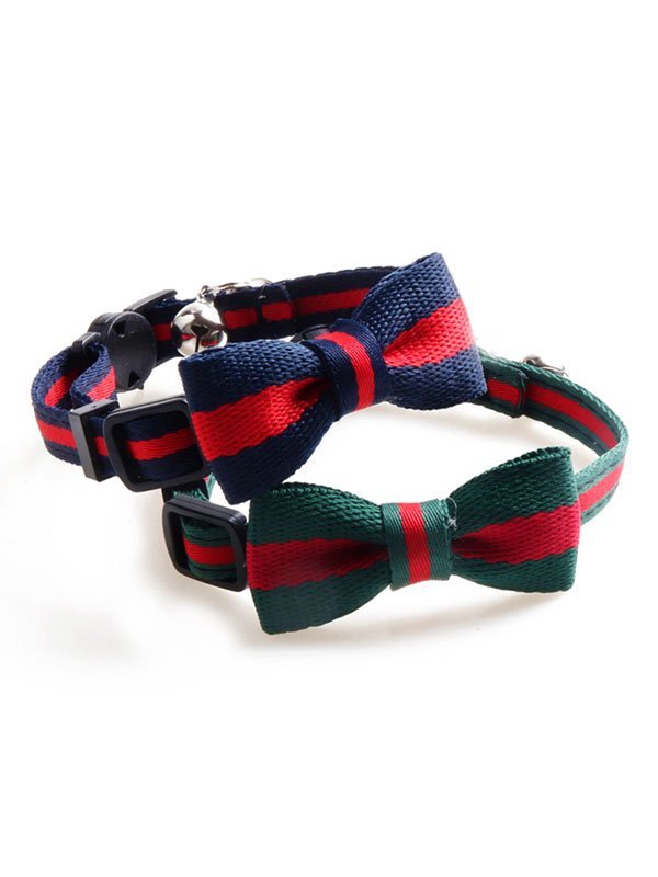 Manufacturer Wholesale Classic Color Plaid Design Cat Collar With Bowknot Bell 06-1610 cattoyfactory.com