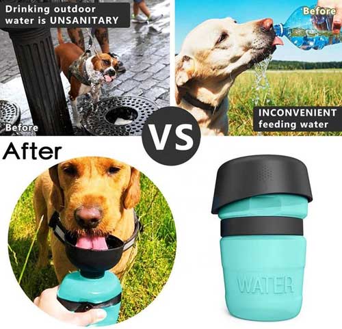 Portable water bottle pet outdoor drinking water with cup feeder-11-501
