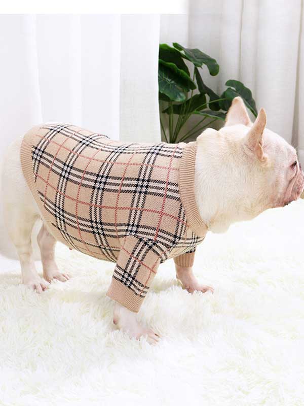 GMTPET Pug dog fat dog core yarn wool autumn and winter new warm winter plaid fighting Bulldog sweater clothes 107-222020 cattoyfactory.com