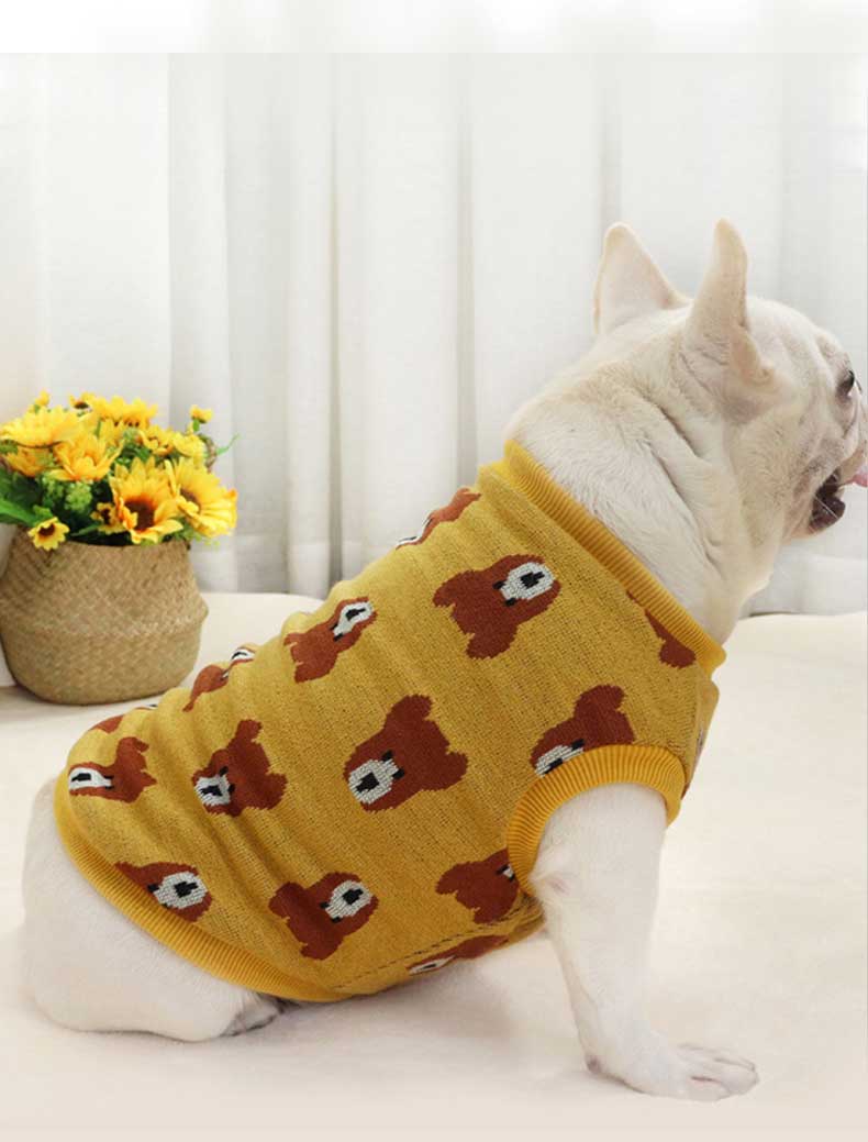 GMTPET Autumn and winter thickened dog clothes bear jacquard fat dog short body bulldog clothes thickened method bucket plus velvet vest 107-222022 cattoyfactory.com