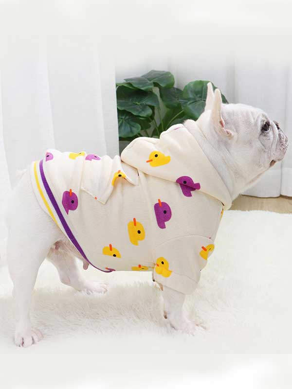 GMTPET French bucket plus velvet thick sweater winter warm hooded little yellow duck pug dog bulldog dog clothes sweater 107-222027 Dog Clothes: Shirts, Sweaters & Jackets Apparel 107-222027
