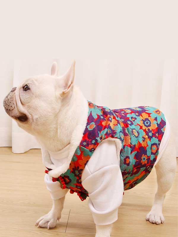 GMTPET French fighting clothes annual clothes vest French fighting bag fat dog big red auspicious cloud cheongsam vest 107-222034 Dog Clothes: Shirts, Sweaters & Jackets Apparel 107-222034