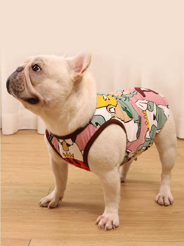 GMTPET French Spring and summer thin dog vest cotton cartoon fat dog bulldog pug dog wearing French fighting summer vest 107-222038 Pet products factory wholesaler, OEM Manufacturer & Supplier cattoyfactory.com