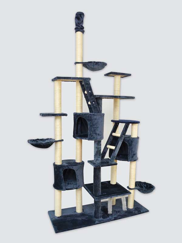 Factory wholesale luxury multi-layer sisal chenille cloth big cat tree cat room cat play platform 06-0017 Cat House: Wooden Pet Tree House Furniture 06-0017