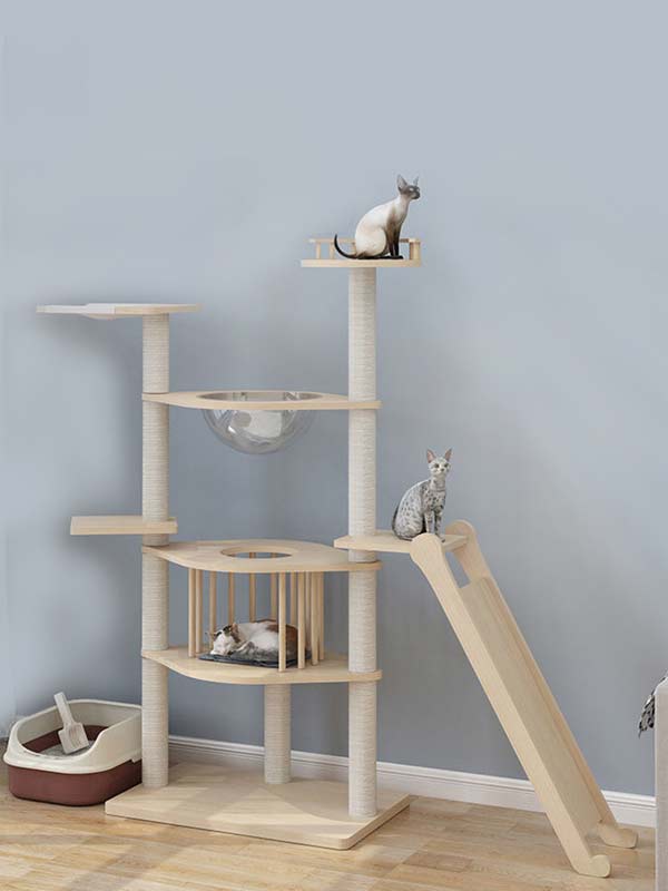 Wholesale pine solid wood multilayer board cat tree cat tower cat climbing frame 105-212 cattoyfactory.com