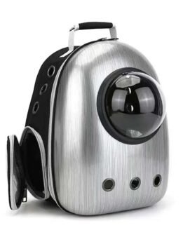 Brushed silver upgraded side opening pet cat backpack 103-45008 cattoyfactory.com