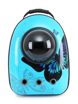 Blue butterfly upgraded side opening pet cat backpack 103-45017 cattoyfactory.com
