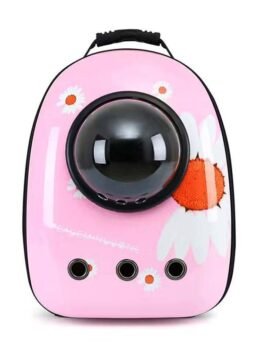 Pink Daisy Upgraded Side Opening Pet Cat Backpack 103-45021 cattoyfactory.com
