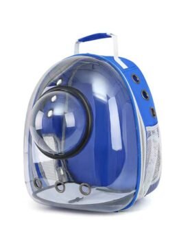 Transparent blue pet cat backpack with hood 103-45033 cattoyfactory.com