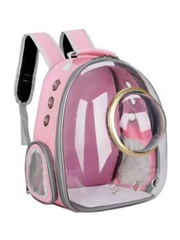 Transparent Gold Ring Pink Pet Cat Backpack 103-45046 cattoyfactory.com