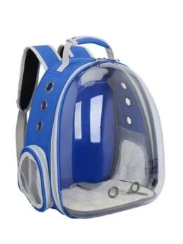 Transparent blue pet cat backpack with side opening 103-45055 cattoyfactory.com