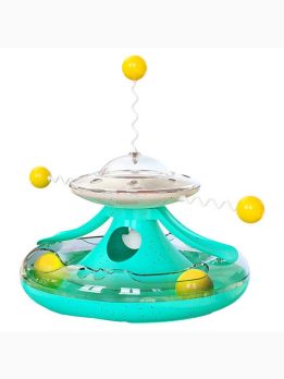 Multi-Functional Cat Play Toy with Treat Dispenser Rotating Track